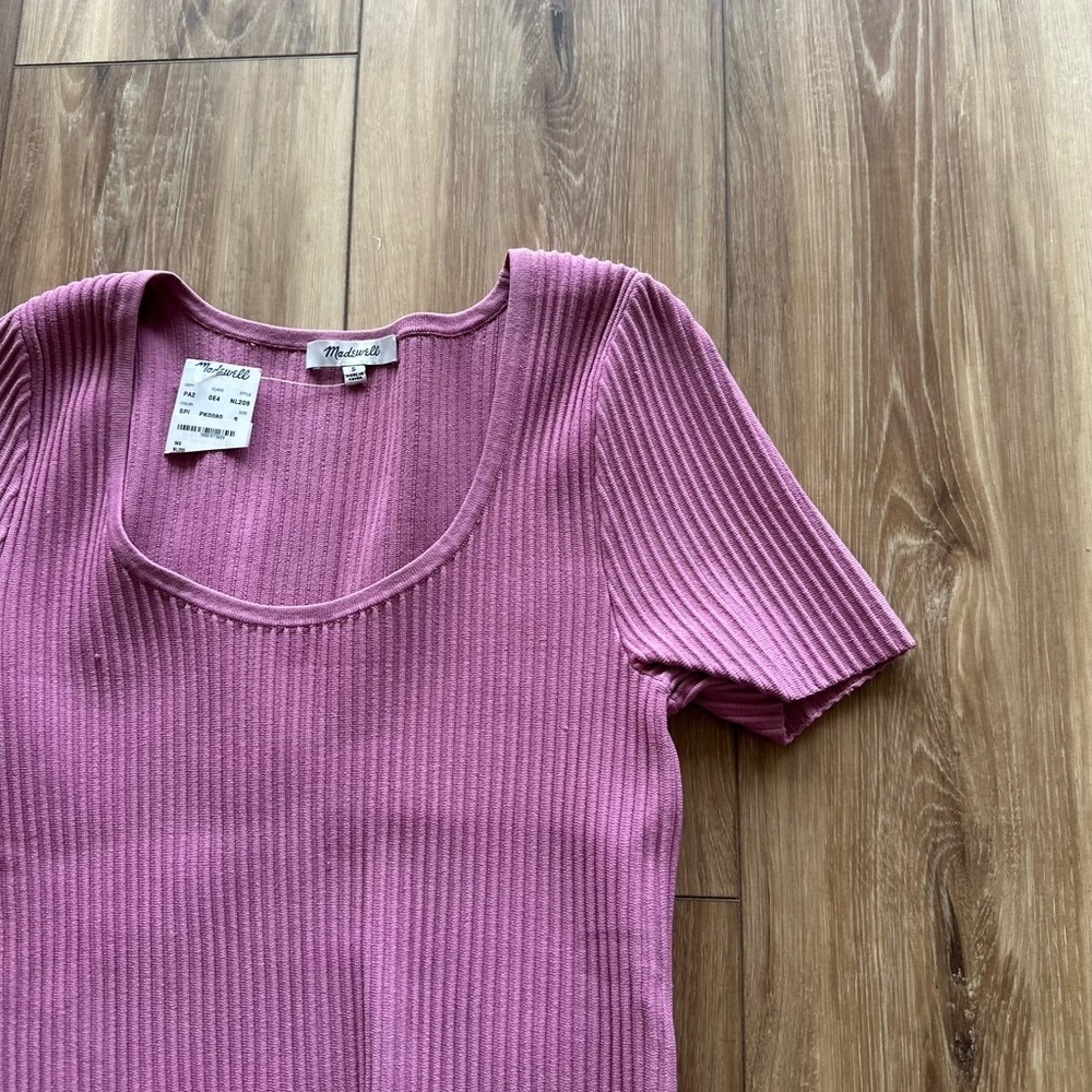 Madewell womens Pink Ribbed Knit Top size small NWT - Picture 4 of 6